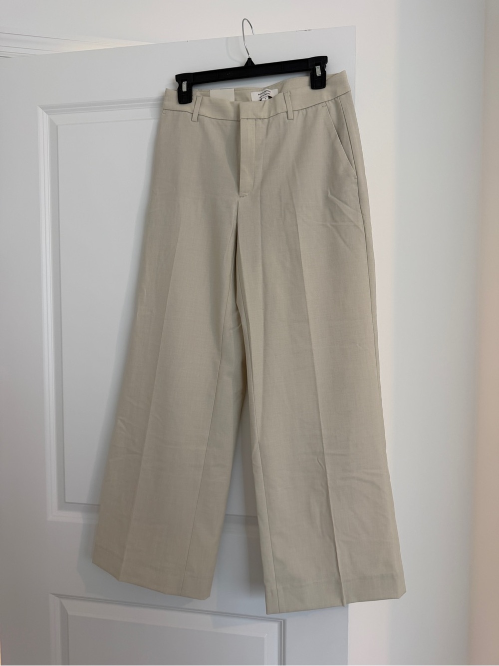 Cream Wide-Leg Dress Pants